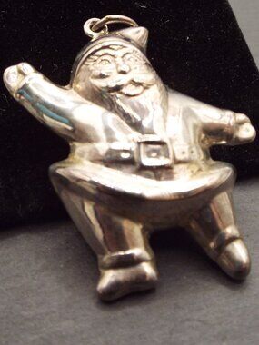 STERLING ELECTROFORM PUFFY SANTA CLAUS GREETING WITH WAVE PENDANT 51
